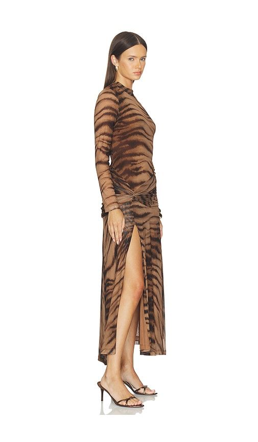 Lea Printed Mesh Dress in Brown. - size L (also in M, S, XL, XS) - Bardot - Modalova
