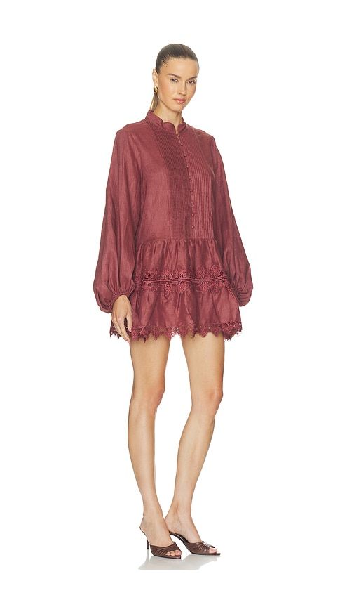 Antonia Lace Trim Mini Dress in Brown. - size 12 (also in 2, 4, 6, 8) - Bardot - Modalova