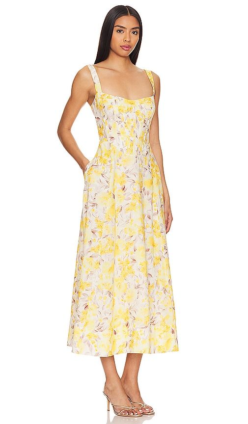 Lilah Corset Midi Dress in Yellow. - size 2 (also in 4, 8) - Bardot - Modalova