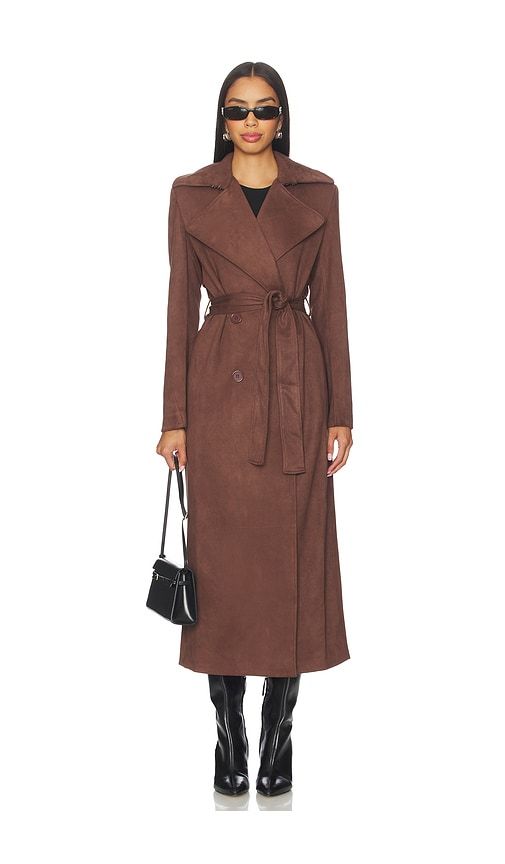 Kira Faux Suede Trench Coat in Brown. - size 10 (also in 12, 2, 4, 6, 8) - Bardot - Modalova