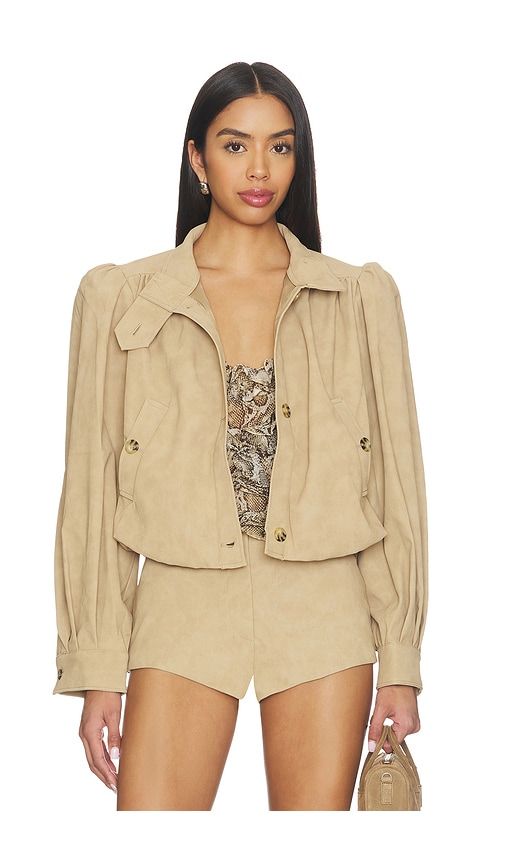 Leon Faux Leather Jacket in Beige. - size L (also in M, S, XL, XS) - Bardot - Modalova