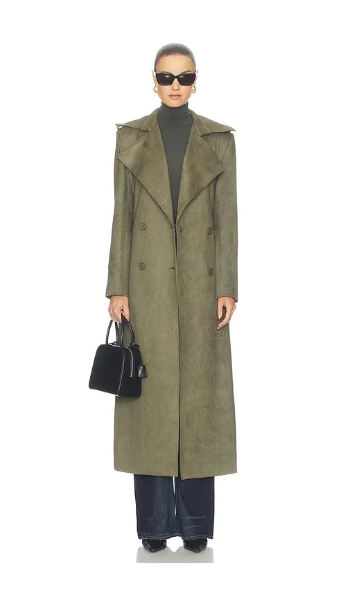 Kira Faux Suede Trench Coat in Olive. - size 10 (also in 12, 2, 4, 6, 8) - Bardot - Modalova