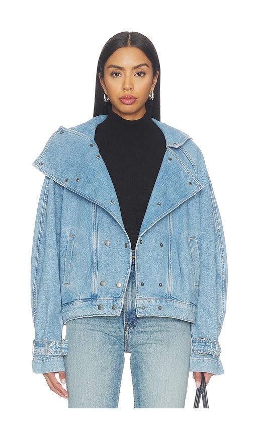 Funnel Neck Jacket in Blue. - size L (also in M, S, XL, XS) - Bardot - Modalova