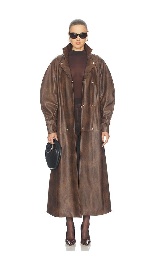Milana Faux Leather Trench in Chocolate. - size 4 (also in 2, 6, 8, 10, 12) - Bardot - Modalova