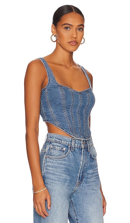 Denim Corset Bustier in Denim-Medium. - size 2 (also in 4) - Bardot - Modalova