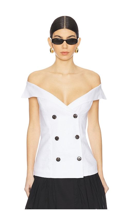 Eliora Button Front Top in White. - size 10 (also in 2, 4, 6, 8) - Bardot - Modalova