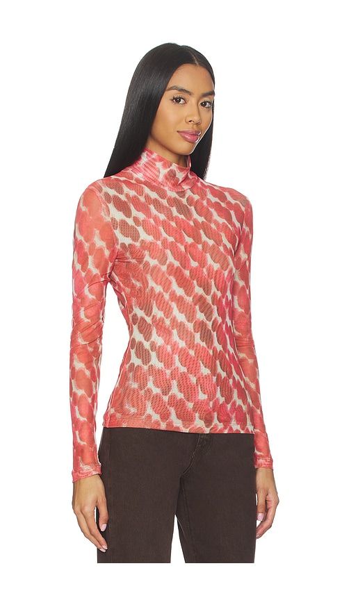 Alba Long Sleeve Mesh Top in Red. - size L (also in M, S, XS) - Bardot - Modalova