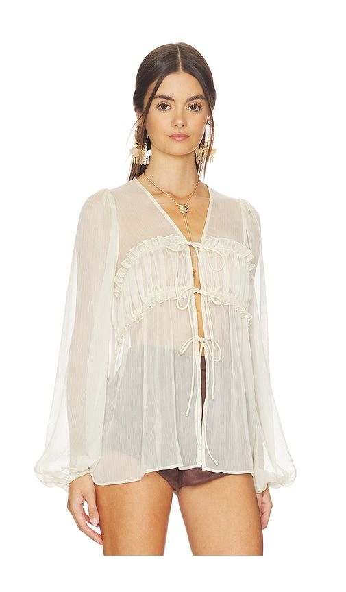 Ashton Sheer Blouse in Beige. - size 4 (also in 6, 8) - Bardot - Modalova