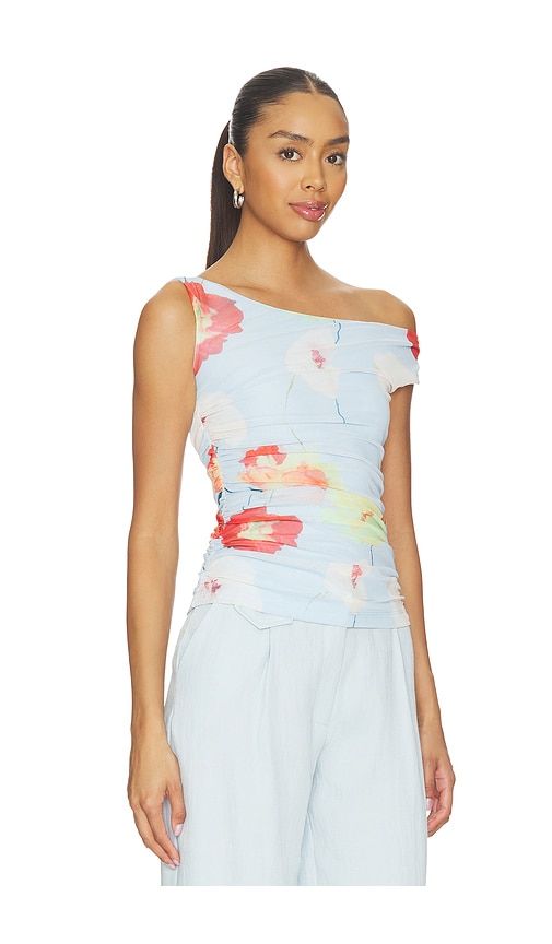 Layana Printed Mesh Top in Baby Blue. - size 2 (also in 4, 6, 8) - Bardot - Modalova