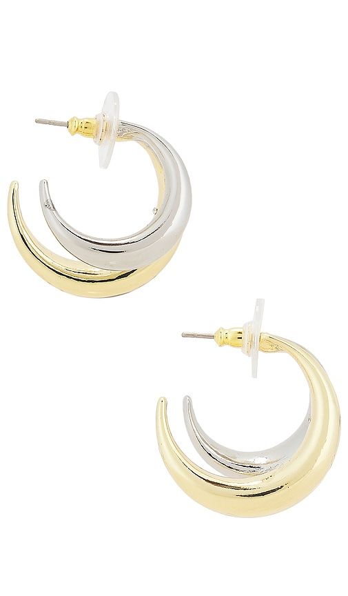 Mixed Metal Double Hoop Earrings in Metallic ,Red - BaubleBar - Modalova
