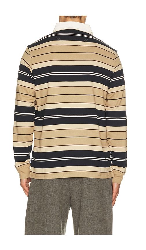 Frith Tartan Stripe Rugby Polo Shirt in Brown. - size L (also in M, S, XL/1X) - Barbour - Modalova