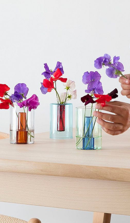 Small Reversible Glass Vase in - Block Design - Modalova