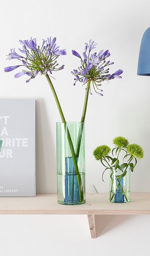 Large Reversible Glass Vase in - Block Design - Modalova