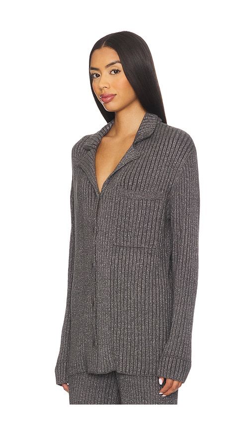 CozyChic Ultra Lite Lurex Rib Button Front Shirt in Charcoal. - size S (also in XL, XS) - Barefoot Dreams - Modalova