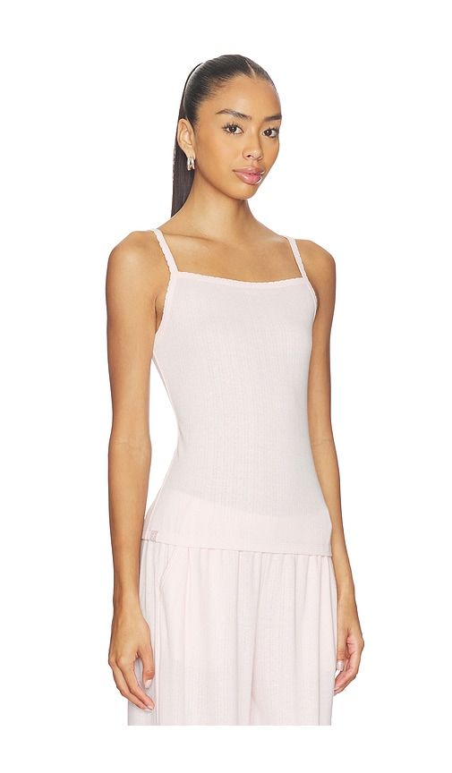 Pointelle Rib Tank With Scallop Trim in Pink. - size L (also in M, S, XL) - Barefoot Dreams - Modalova