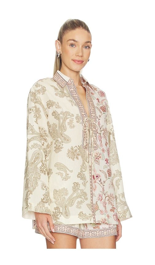 Drop Shoulder Collared Tunic in Neutral. - size L (also in M, S, XL, XS) - HEMANT AND NANDITA - Modalova