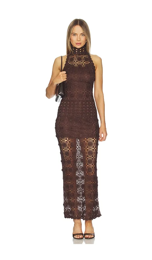 Ania Halter Maxi Dress in Chocolate. - size S/M (also in XS/S) - Bec + Bridge - Modalova