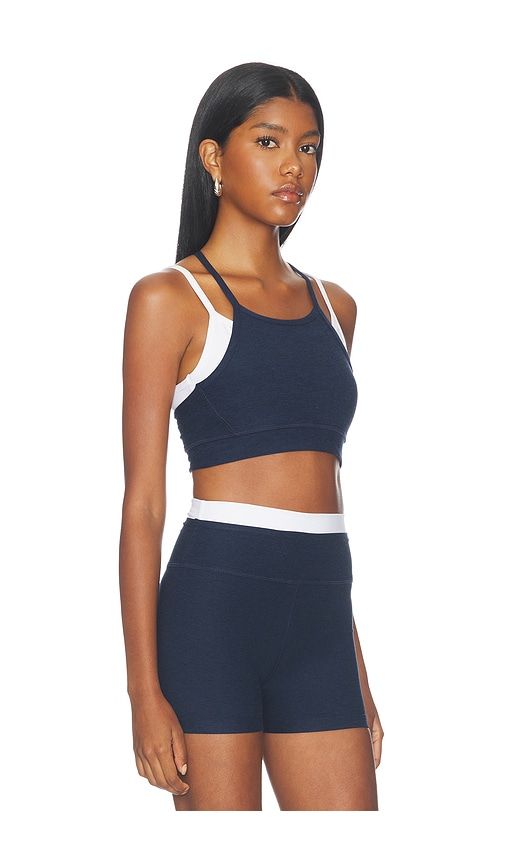 Space Dye Layered Long Line Bra in Navy. - size L (also in M, S, XL, XS) - Beyond Yoga - Modalova