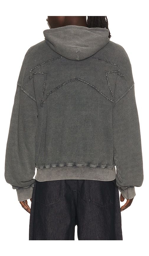 Star Waffle Zip Up Hoodie in Charcoal. - size L (also in M, S) - Barriers Worldwide - Modalova