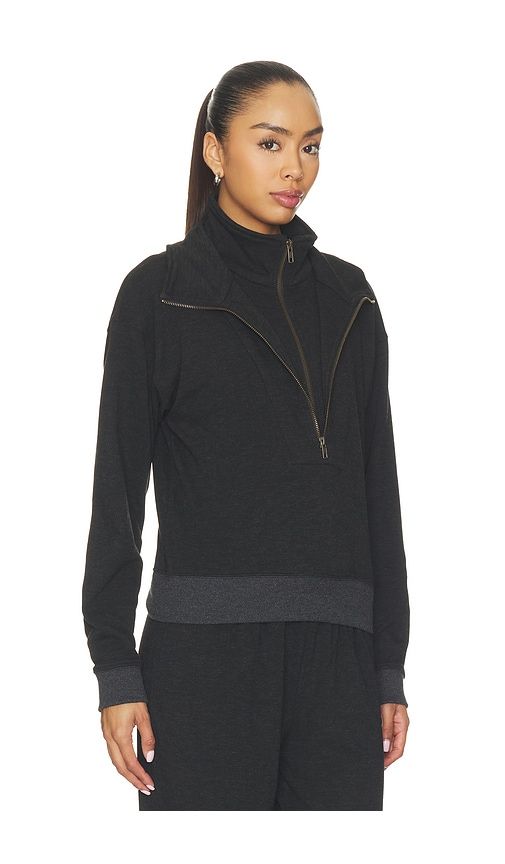 Double Zip Funnel Neck Pullover in Black. - size L (also in M, S, XL, XS) - Bobi - Modalova