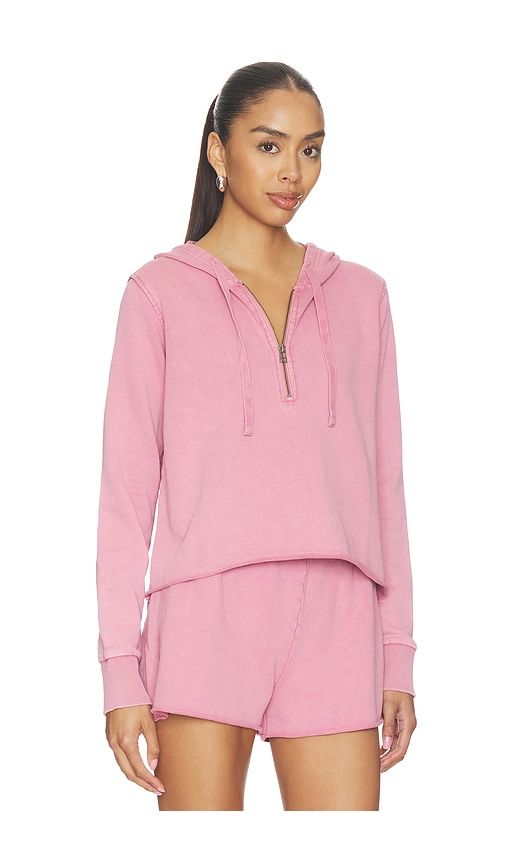 Half Zip Crop Hoodie in Rose. - size M (also in S, XS) - Bobi - Modalova