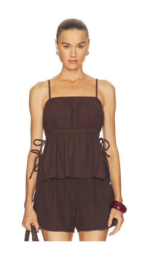 Side Tie Cami Top in Brown. - size L (also in S, XL, XS) - Bobi - Modalova