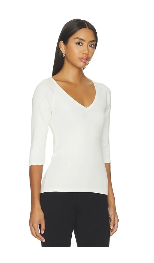 Vneck Elbow Sleeved Tee in White. - size XL (also in XS) - Bobi - Modalova