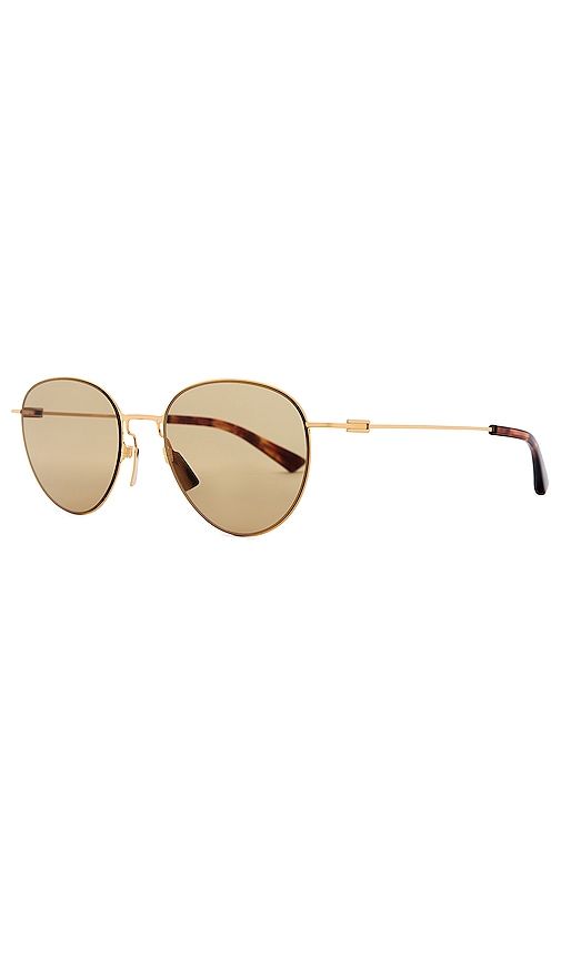 Thin Triangle Round Sunglasses in Metallic Gold - Bottega Veneta - Modalova