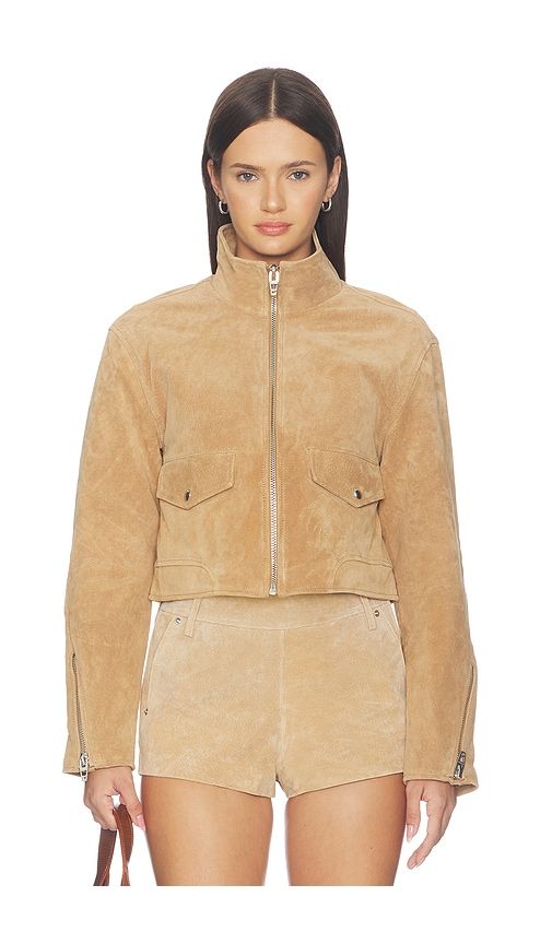Suede Moto Jacket in Taupe. - size L (also in M, S, XS) - BLANKNYC - Modalova