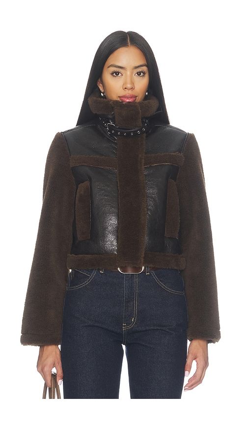 Faux Fur Cropped Jacket in Brown. - size L (also in M, S, XS) - BLANKNYC - Modalova