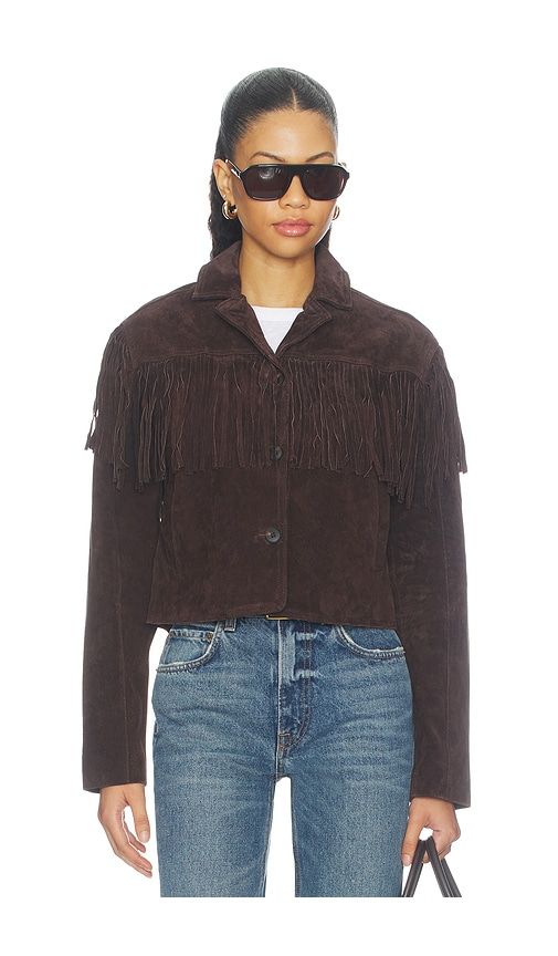 Suede Fringe Jacket in Chocolate. - size L (also in M, S) - BLANKNYC - Modalova