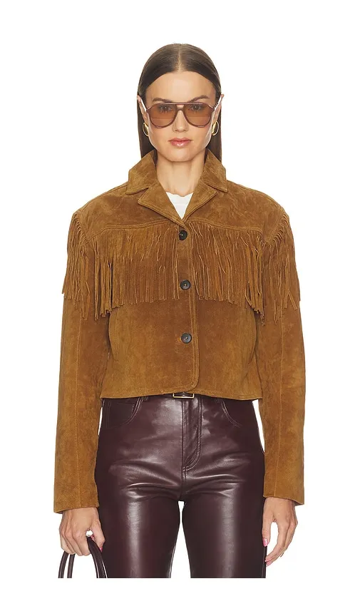 Suede Fringe Jacket in Brown. - size L (also in S, XS) - BLANKNYC - Modalova