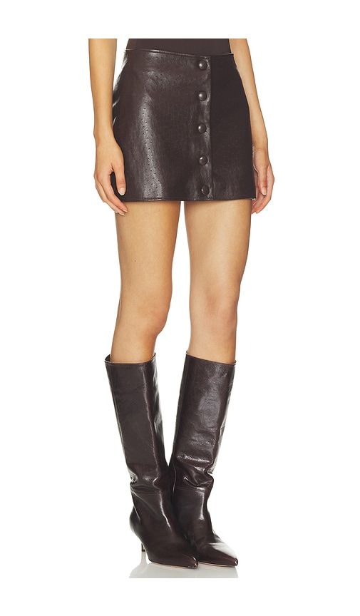Faux Leather Mini Skirt in Chocolate. - size 24 (also in 25, 26, 27, 28, 29, 30, 31) - BLANKNYC - Modalova