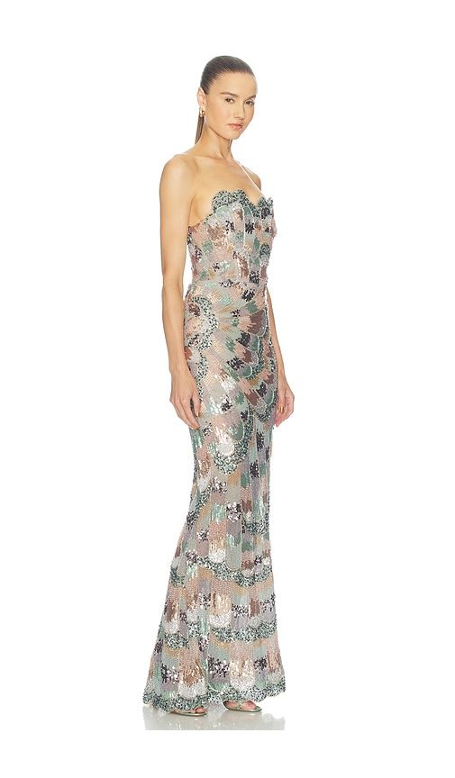 Strapless Embellished Maxi Dress in Metallic Silver. - size XL (also in XS) - Bronx Banco - Modalova