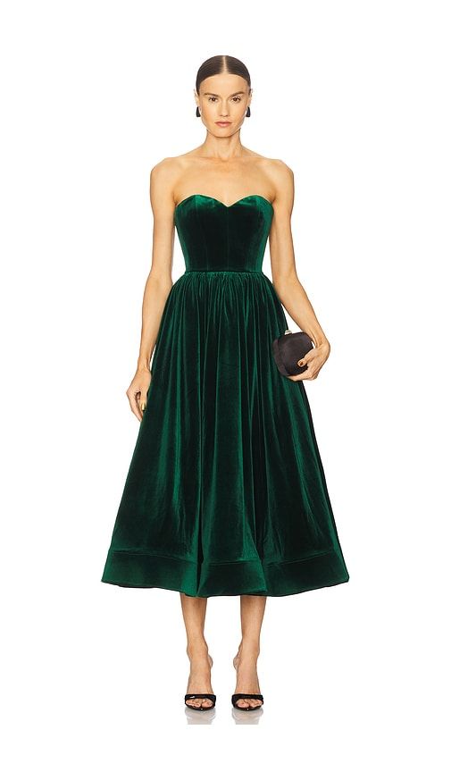 Inara Velvet Midi Dress in Dark Green. - size M (also in XS) - Bronx Banco - Modalova