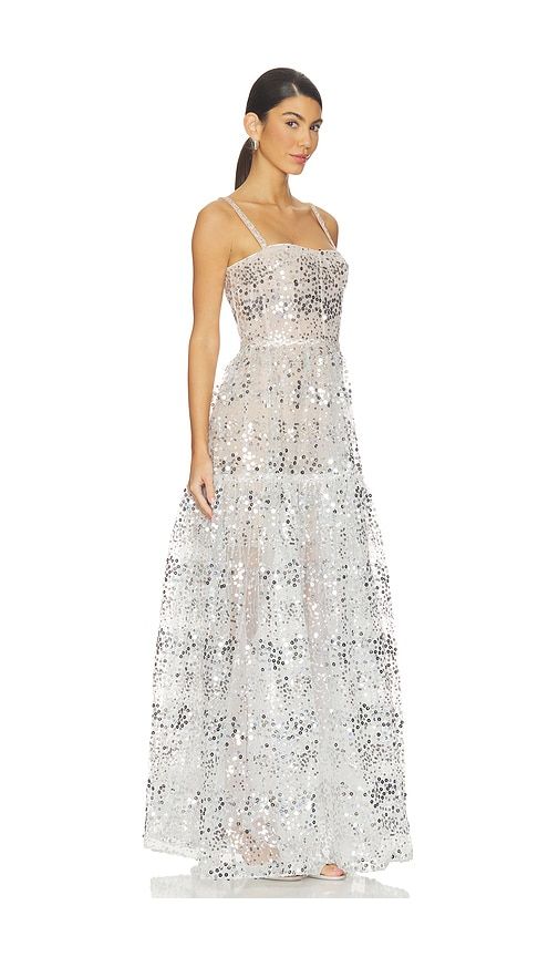 Midnight Embellished Gown in Metallic Silver. - size L (also in S, XL) - Bronx Banco - Modalova