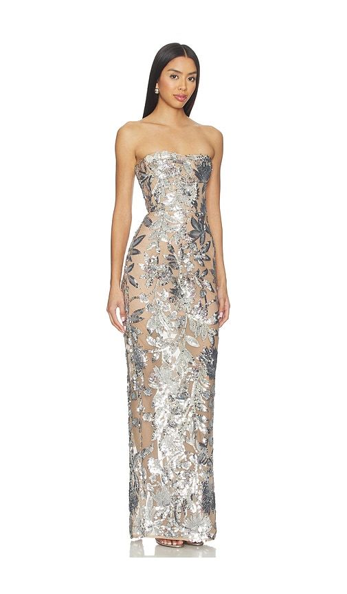Dahlia Strapless Maxi Dress in Metallic Silver. - size M (also in XS) - Bronx Banco - Modalova