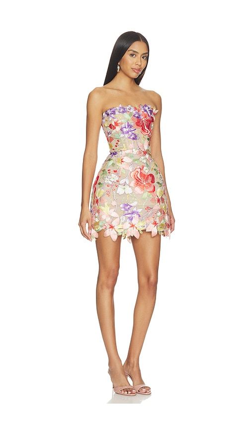 Floral 3d Jasmine Maraya Strapless Mini Dress in Coral. - size M (also in L, XL) - Bronx Banco - Modalova