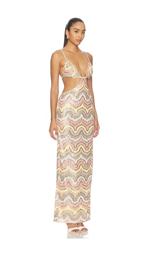 Sonia Sequin Cutout Maxi Dress in Pink,White. - size L (also in M, S, XS) - Bronx Banco - Modalova