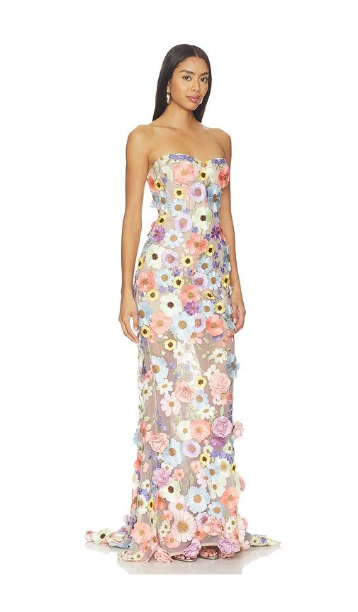 Jasmine Floral Strapless Gown in Pink. - size L (also in M, S, XL, XS) - Bronx Banco - Modalova