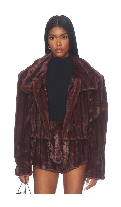 Faux Mink Long Sleeve Jacket in Brown. - size L (also in M, S, XL) - Bronx Banco - Modalova