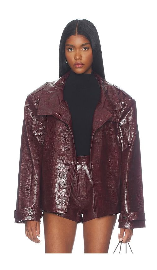 Faux Leather Croc Embossed Belted Jacket in . - size M (also in S, XS) - Bronx Banco - Modalova