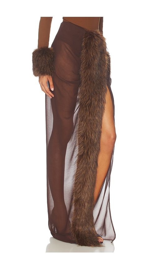 Mesh & Faux Fur Maxi Skirt in . - size L (also in M, S, XL, XS) - Bronx Banco - Modalova