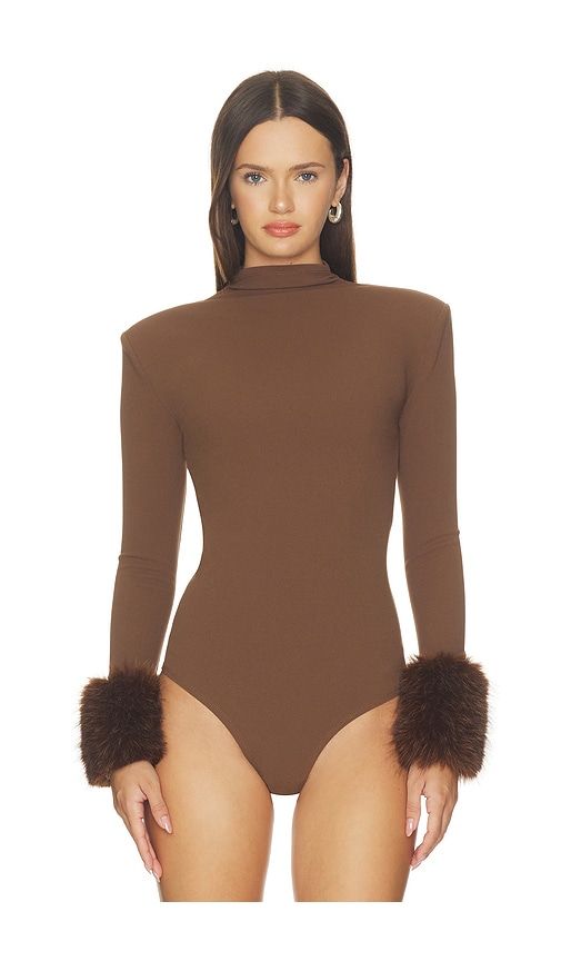 Long Sleeve Bodysuit With Faux Fur Cuffs in . - size L (also in M, S, XS) - Bronx Banco - Modalova