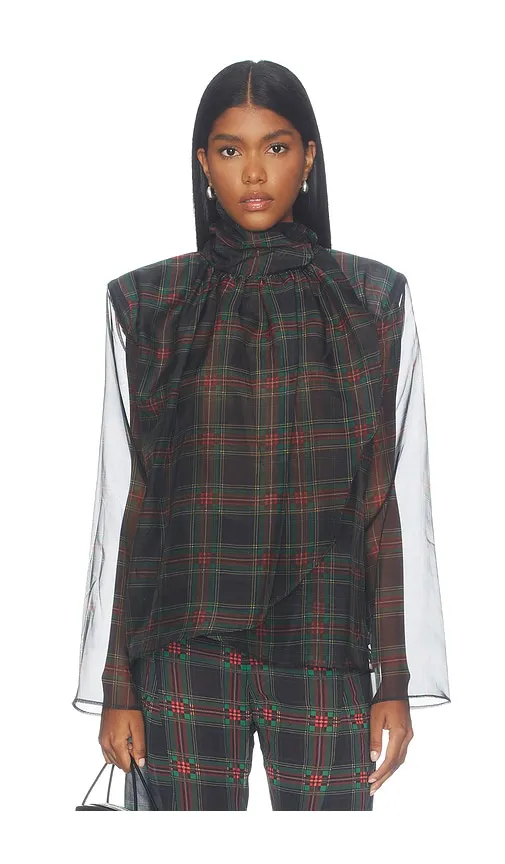 Long Sleeve Organza Blouse with Tie in Multi. - size L (also in M, S, XL, XS) - Bronx Banco - Modalova