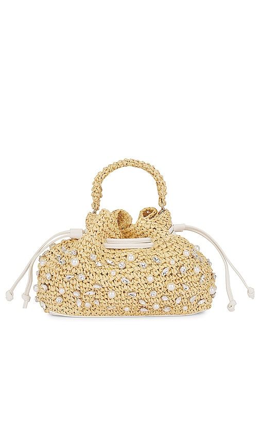Nia Mini Crystal Bucket Bag in Beige - BTB Los Angeles - Modalova