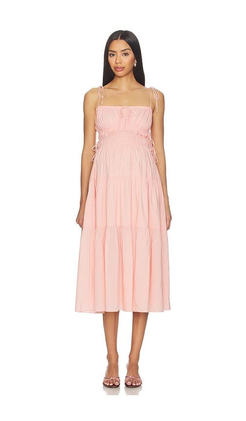 Shirred Midi Poplin Dress in Pink. - size L (also in M, XL) - BUMPSUIT - Modalova