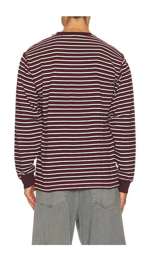 Tripped Stripes Pique Long Sleeve T-shirt in Burgundy. - size L (also in M, S, XL/1X, XXL/2X) - By Parra - Modalova