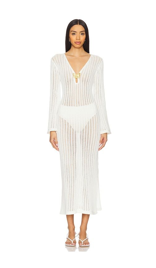 Godiva Butterfly Knit Dress in White. - size L (also in S) - Cin Cin - Modalova