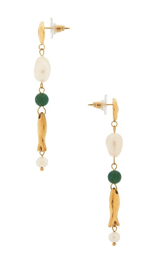 La Paz Wood And Gold Beaded Earring in - Casa Clara - Modalova